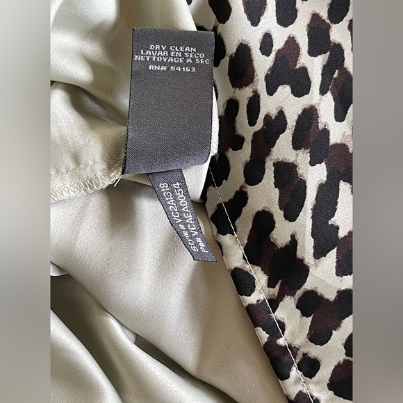 Vince Camuto Beige Brown Cheetah Animal Print Cowl Neck Draped Back Dress SZ 8 - Picture 7 of 11